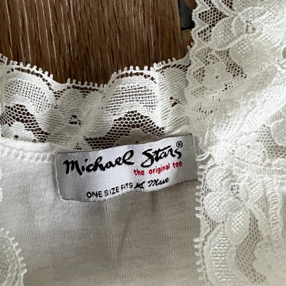 Michael Stars Original Tee Tank Camisole With Lace Trim White NEW - Picture 3 of 4
